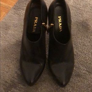 Prada pointed toe ankle booties with stiletto heel